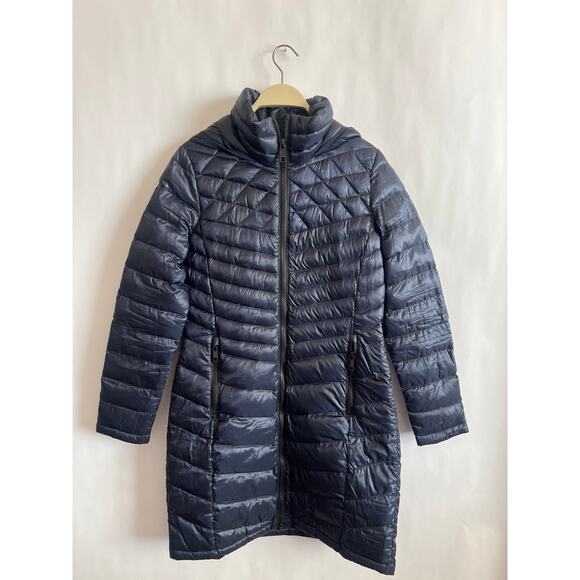CALVIN KLEIN Women's Packable Hooded Down Puffer Coat Shiny
Navy Blue Small - Picture 1 of 15